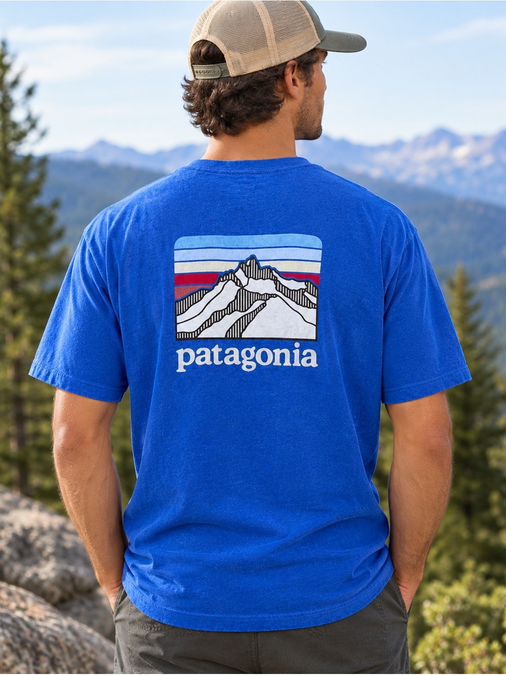 Men’s Blue Patagonia Line Logo Ridge Responsibili-Tee Size XL